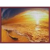 Topný obraz - západ slunce na pláži - bordo rám