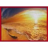Topný obraz - západ slunce na pláži - červený rám