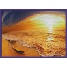 Topný obraz - západ slunce na pláži - fialový rám