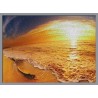 Topný obraz - západ slunce na pláži - šedý rám