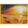 Topný obraz - západ slunce na pláži - žlutý rám